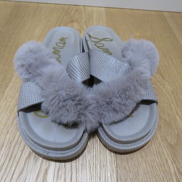 SAM EDELMAN Bianca Faux Fur Chunky Slide Shoes in Lilac Feminine - Size US 10 - Picture 2 of 12